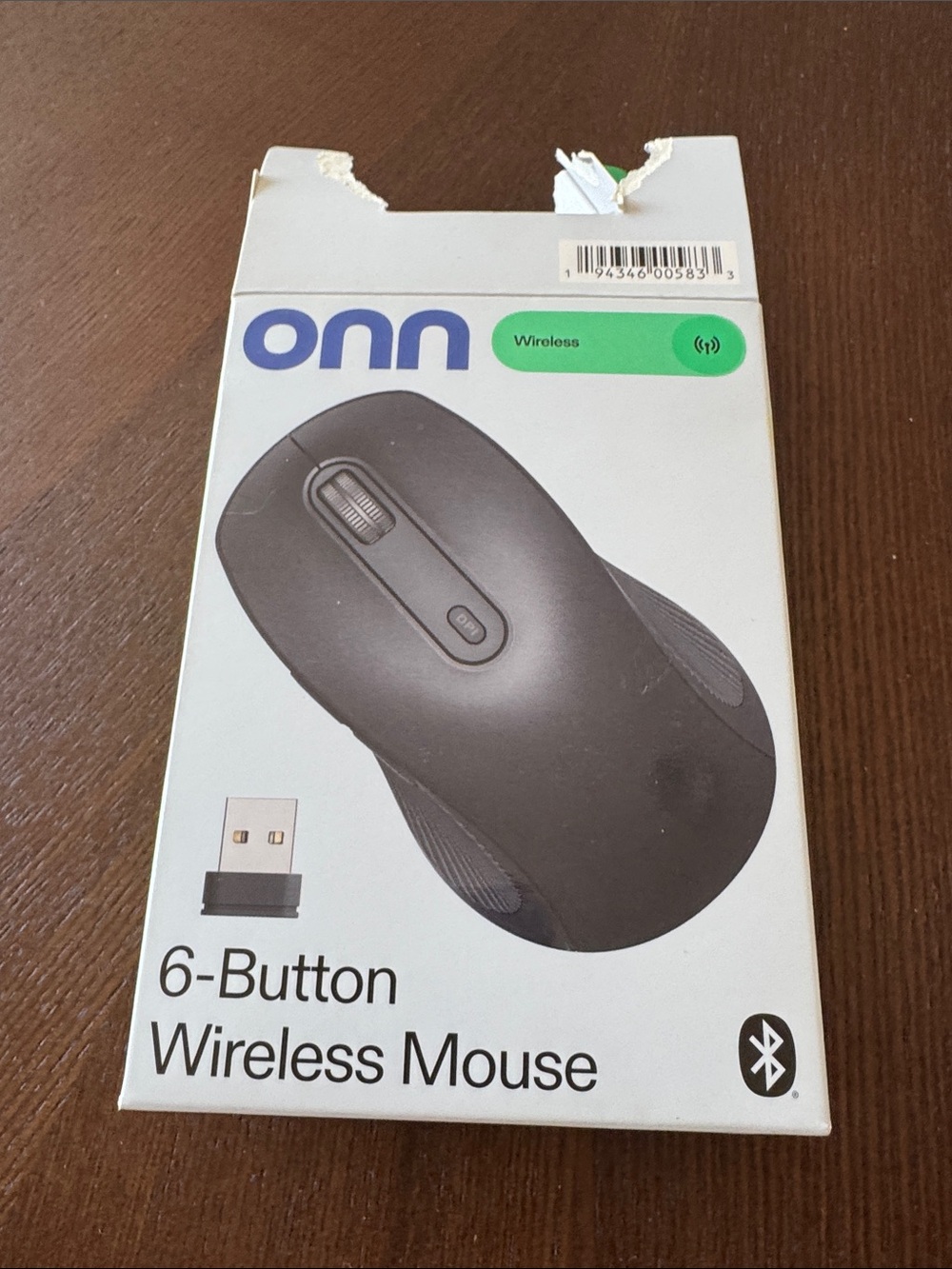 Onn Black 6-Button Wireless Mouse with USB Receiver